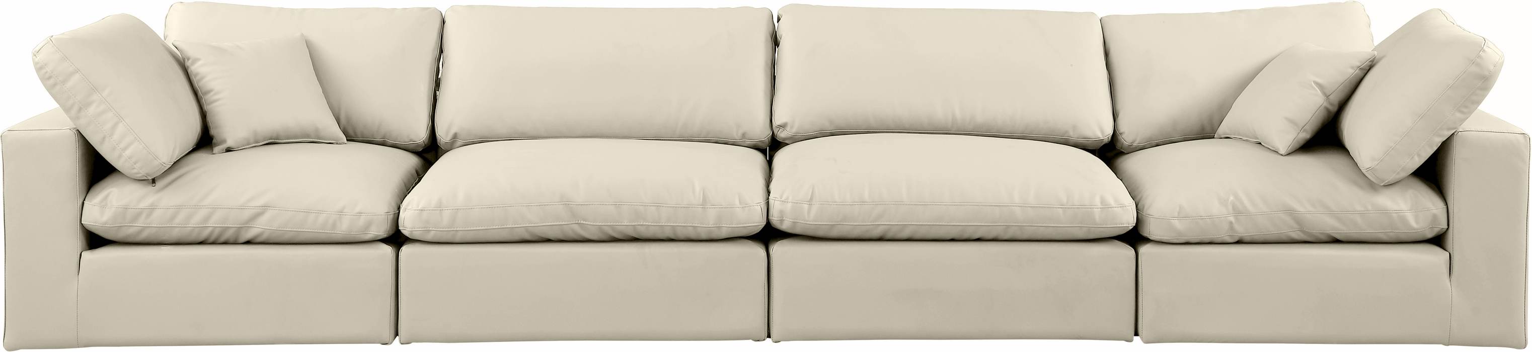 Meridian Furniture - Comfy 158" Cream Vegan Leather Upholstered 4pc. Sofa - 188Cream-S158 - GreatFurnitureDeal