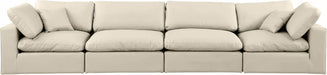 Meridian Furniture - Comfy 158" Cream Vegan Leather Upholstered 4pc. Sofa - 188Cream-S158 - GreatFurnitureDeal