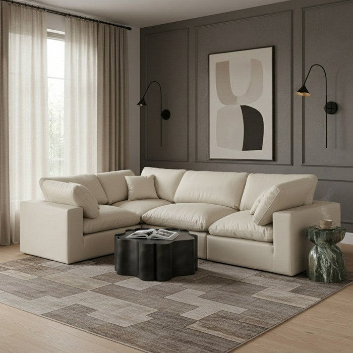 Meridian Furniture - Comfy 119" Cream Vegan Leather Upholstered 4pc. Sectional - 188Cream-Sec4C - GreatFurnitureDeal