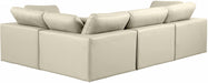 Meridian Furniture - Comfy 119" Cream Vegan Leather Upholstered 4pc. Sectional - 188Cream-Sec4C - GreatFurnitureDeal