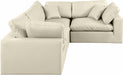Meridian Furniture - Comfy 119" Cream Vegan Leather Upholstered 4pc. Sectional - 188Cream-Sec4C - GreatFurnitureDeal