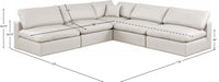 Meridian Furniture - Comfy 118" Cream Vegan Leather Upholstered 5pc. Sectional - 188Cream-Sec5B - GreatFurnitureDeal