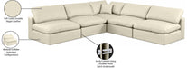Meridian Furniture - Comfy 118" Cream Vegan Leather Upholstered 5pc. Sectional - 188Cream-Sec5B - GreatFurnitureDeal