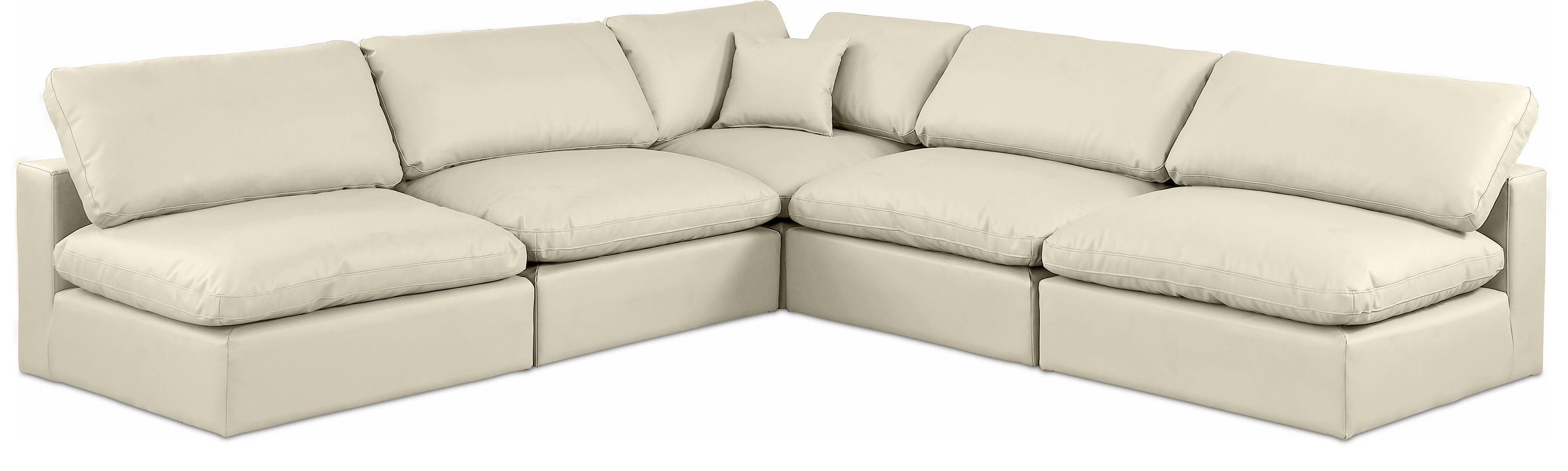Meridian Furniture - Comfy 118" Cream Vegan Leather Upholstered 5pc. Sectional - 188Cream-Sec5B - GreatFurnitureDeal