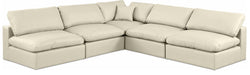Meridian Furniture - Comfy 118" Cream Vegan Leather Upholstered 5pc. Sectional - 188Cream-Sec5B - GreatFurnitureDeal