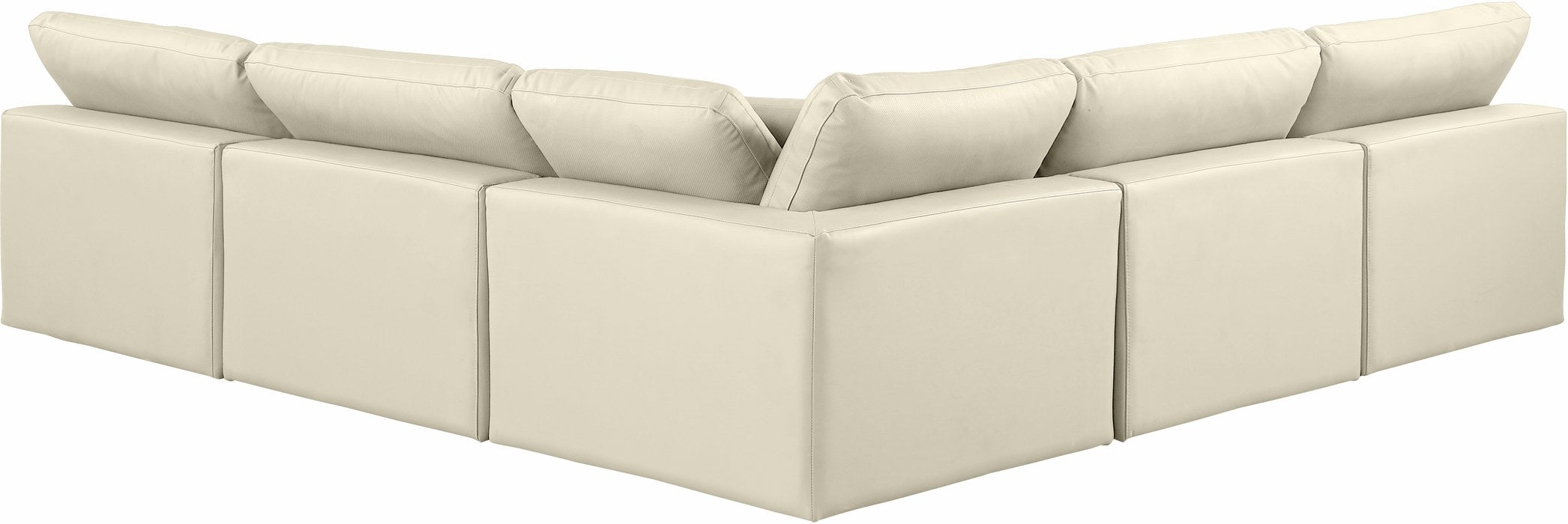 Meridian Furniture - Comfy 118" Cream Vegan Leather Upholstered 5pc. Sectional - 188Cream-Sec5B - GreatFurnitureDeal