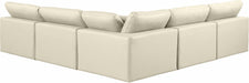 Meridian Furniture - Comfy 118" Cream Vegan Leather Upholstered 5pc. Sectional - 188Cream-Sec5B - GreatFurnitureDeal