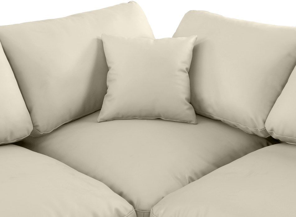 Meridian Furniture - Comfy 118" Cream Vegan Leather Upholstered 5pc. Sectional - 188Cream-Sec5B - GreatFurnitureDeal