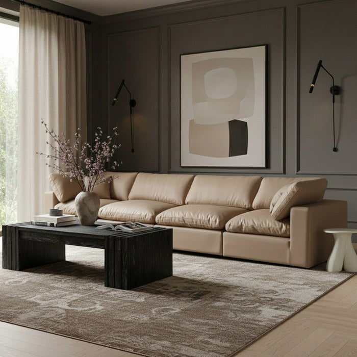 Meridian Furniture - Comfy 158" Tan Vegan Leather Upholstered 4pc. Sofa - 188Tan-S158 - GreatFurnitureDeal