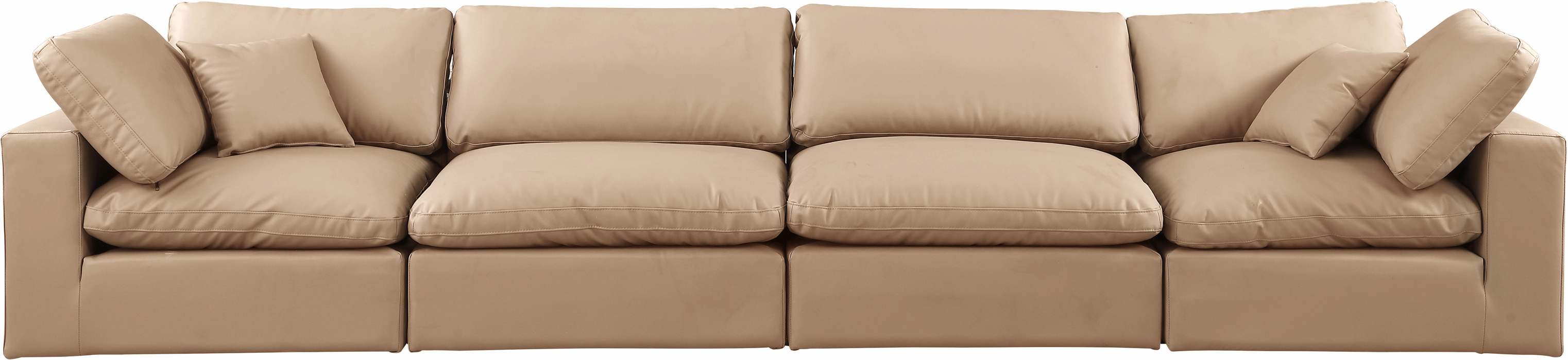 Meridian Furniture - Comfy 158" Tan Vegan Leather Upholstered 4pc. Sofa - 188Tan-S158 - GreatFurnitureDeal