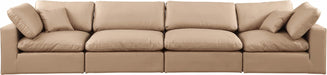 Meridian Furniture - Comfy 158" Tan Vegan Leather Upholstered 4pc. Sofa - 188Tan-S158 - GreatFurnitureDeal