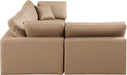 Meridian Furniture - Comfy 119" Tan Vegan Leather Upholstered 4pc. Sectional - 188Tan-Sec4B - GreatFurnitureDeal