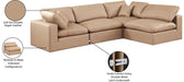 Meridian Furniture - Comfy 119" Tan Vegan Leather Upholstered 4pc. Sectional - 188Tan-Sec4B - GreatFurnitureDeal
