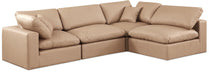 Meridian Furniture - Comfy 119" Tan Vegan Leather Upholstered 4pc. Sectional - 188Tan-Sec4B - GreatFurnitureDeal