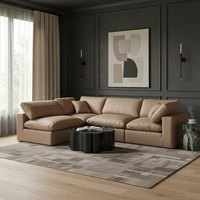 Meridian Furniture - Comfy 119" Tan Vegan Leather Upholstered 4pc. Sectional - 188Tan-Sec4B - GreatFurnitureDeal