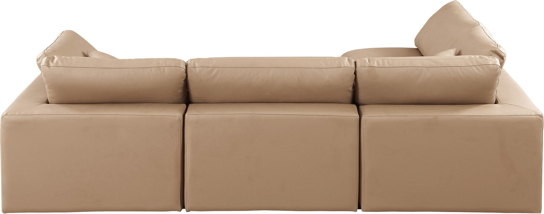 Meridian Furniture - Comfy 119" Tan Vegan Leather Upholstered 4pc. Sectional - 188Tan-Sec4B - GreatFurnitureDeal