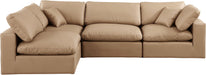 Meridian Furniture - Comfy 119" Tan Vegan Leather Upholstered 4pc. Sectional - 188Tan-Sec4B - GreatFurnitureDeal