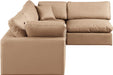 Meridian Furniture - Comfy 119" Tan Vegan Leather Upholstered 4pc. Sectional - 188Tan-Sec4B - GreatFurnitureDeal