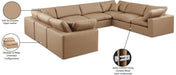Meridian Furniture - Comfy 158" Tan Vegan Leather Upholstered 8pc. Sectional - 188Tan-Sec8A - GreatFurnitureDeal