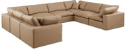 Meridian Furniture - Comfy 158" Tan Vegan Leather Upholstered 8pc. Sectional - 188Tan-Sec8A - GreatFurnitureDeal