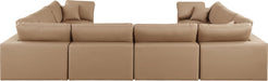 Meridian Furniture - Comfy 158" Tan Vegan Leather Upholstered 8pc. Sectional - 188Tan-Sec8A - GreatFurnitureDeal