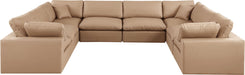 Meridian Furniture - Comfy 158" Tan Vegan Leather Upholstered 8pc. Sectional - 188Tan-Sec8A - GreatFurnitureDeal