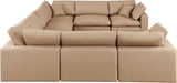 Meridian Furniture - Comfy 158" Tan Vegan Leather Upholstered 8pc. Sectional - 188Tan-Sec8A - GreatFurnitureDeal