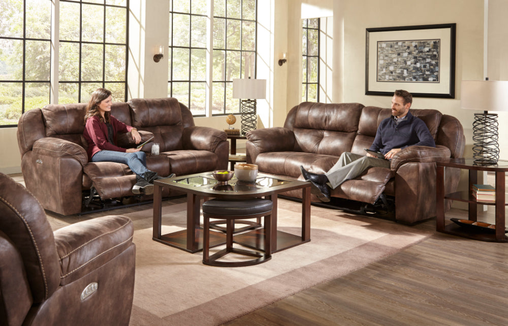 Catnapper - Ferrington Power Headrest Power Lay Flat Reclining Sofa in Dusk - 61891-Dusk - GreatFurnitureDeal