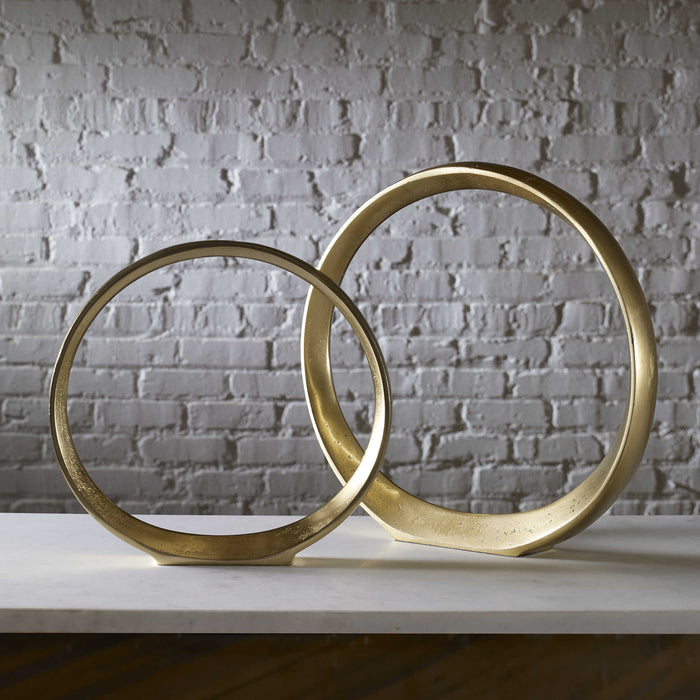 Uttermost - Jimena Gold Ring Sculptures Set/2 - 18961 - GreatFurnitureDeal