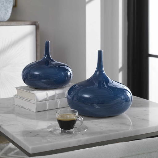 Uttermost - Zayan Blue Vases, S/2 - 18988 - GreatFurnitureDeal