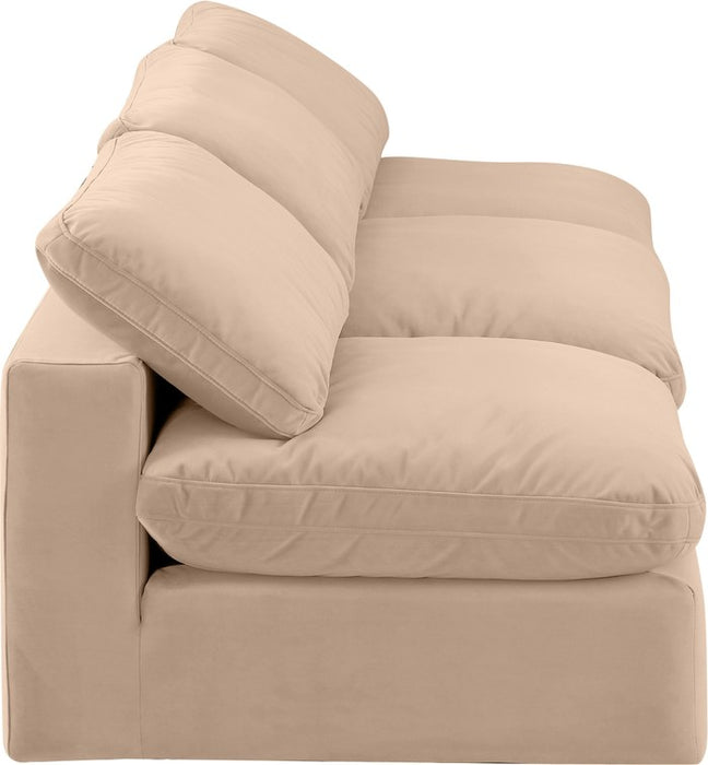 Meridian Furniture - Comfy 117" Beige Velvet Upholstered 3pc. Armless Sofa - 189Beige-S117 - GreatFurnitureDeal