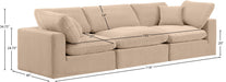 Meridian Furniture - Comfy 119" Beige Velvet Upholstered 3pc. Sofa - 189Beige-S119 - GreatFurnitureDeal