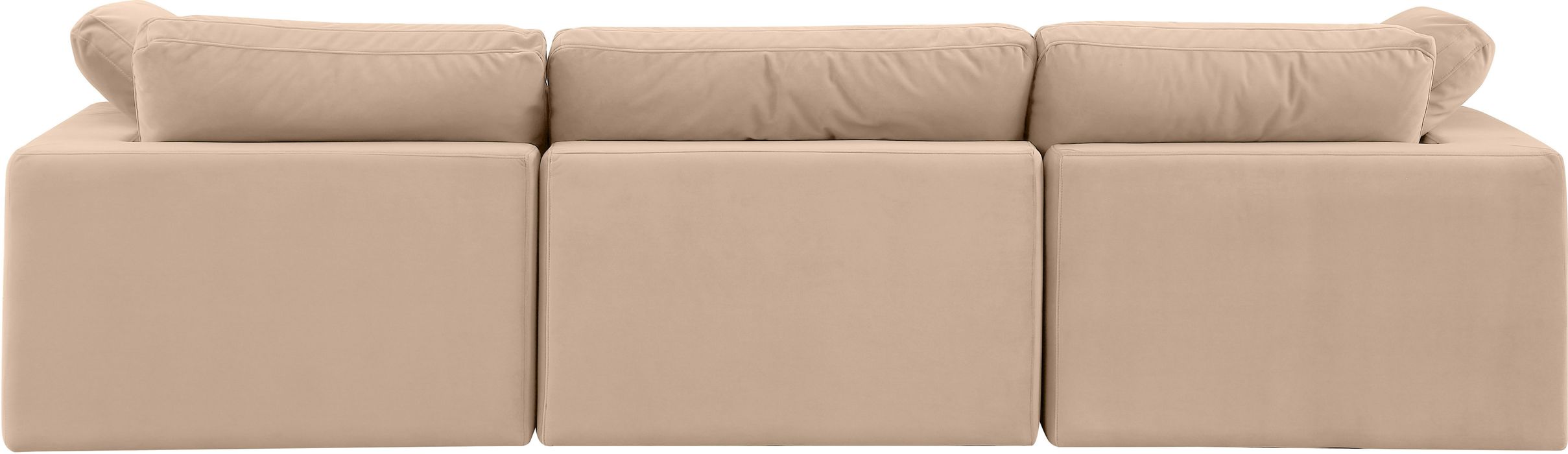 Meridian Furniture - Comfy 119" Beige Velvet Upholstered 3pc. Sofa - 189Beige-S119 - GreatFurnitureDeal