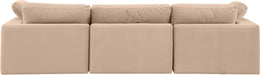 Meridian Furniture - Comfy 119" Beige Velvet Upholstered 3pc. Sofa - 189Beige-S119 - GreatFurnitureDeal