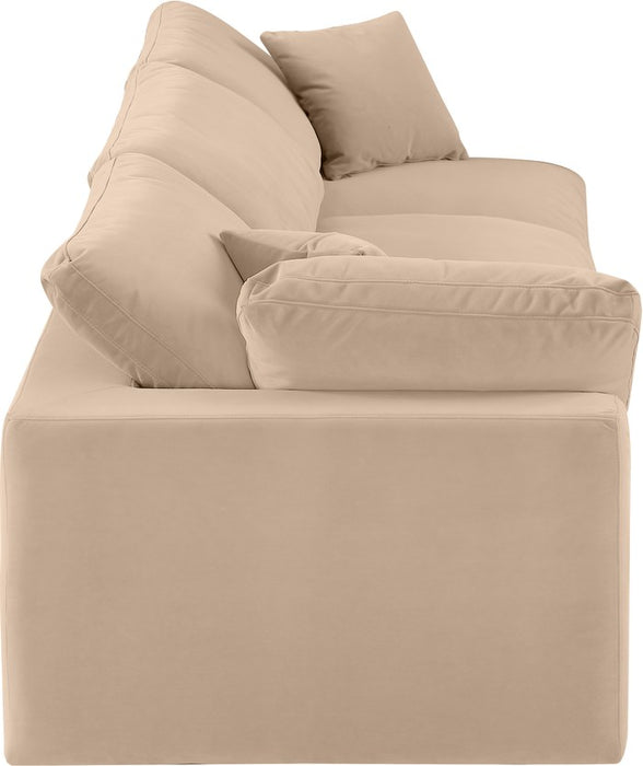 Meridian Furniture - Comfy 119" Beige Velvet Upholstered 3pc. Sofa - 189Beige-S119 - GreatFurnitureDeal