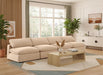 Meridian Furniture - Comfy 156" Beige Velvet Upholstered 4pc. Armless Sofa - 189Beige-S156 - GreatFurnitureDeal
