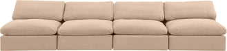 Meridian Furniture - Comfy 156" Beige Velvet Upholstered 4pc. Armless Sofa - 189Beige-S156 - GreatFurnitureDeal