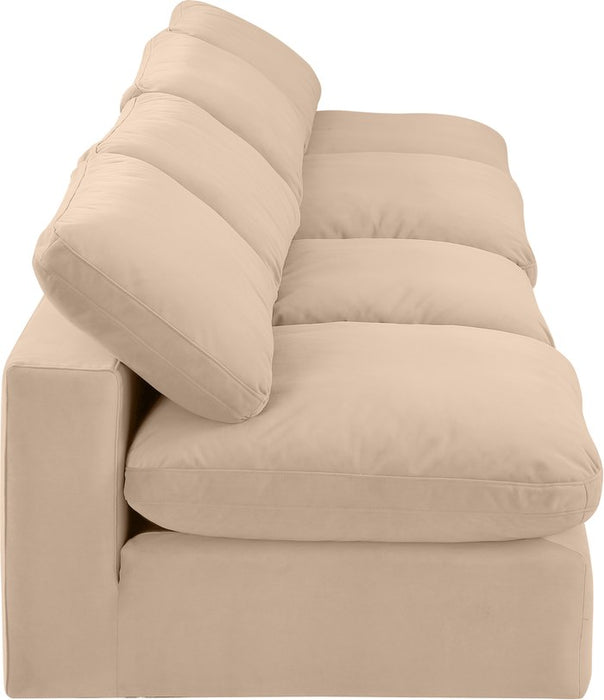 Meridian Furniture - Comfy 156" Beige Velvet Upholstered 4pc. Armless Sofa - 189Beige-S156 - GreatFurnitureDeal