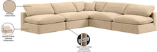 Meridian Furniture - Comfy 118" Beige Velvet Upholstered 5pc. Sectional - 189Beige-Sec5B - GreatFurnitureDeal