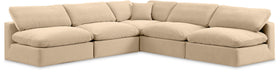 Meridian Furniture - Comfy 118" Beige Velvet Upholstered 5pc. Sectional - 189Beige-Sec5B - GreatFurnitureDeal