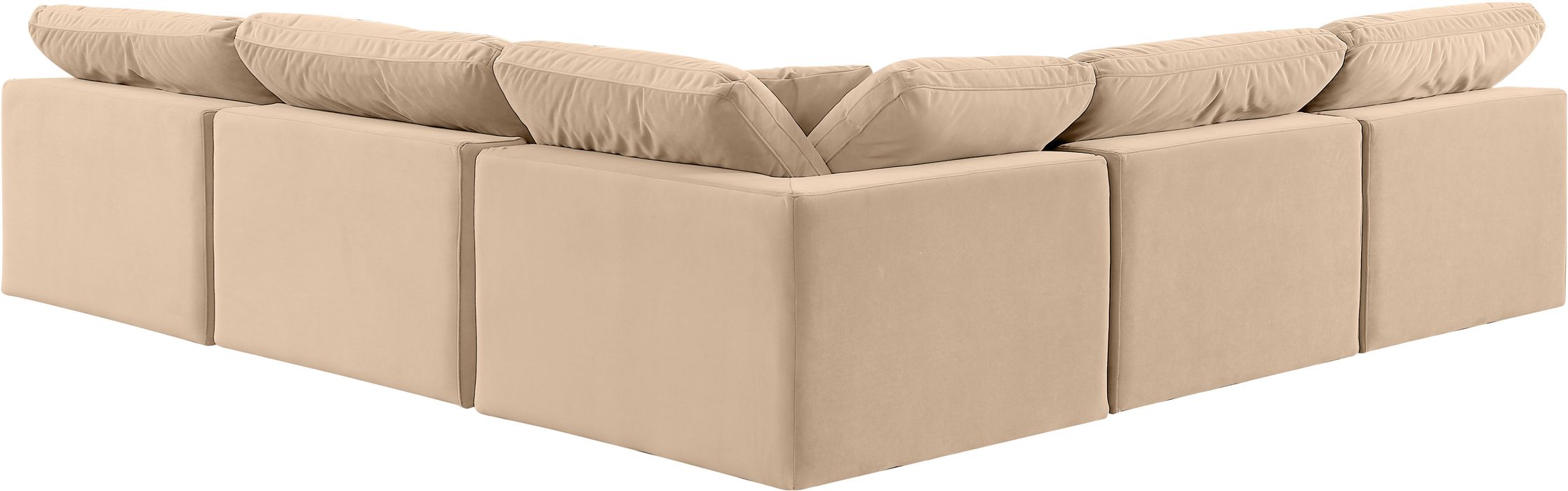 Meridian Furniture - Comfy 118" Beige Velvet Upholstered 5pc. Sectional - 189Beige-Sec5B - GreatFurnitureDeal