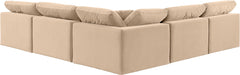 Meridian Furniture - Comfy 118" Beige Velvet Upholstered 5pc. Sectional - 189Beige-Sec5B - GreatFurnitureDeal