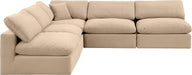 Meridian Furniture - Comfy 118" Beige Velvet Upholstered 5pc. Sectional - 189Beige-Sec5B - GreatFurnitureDeal