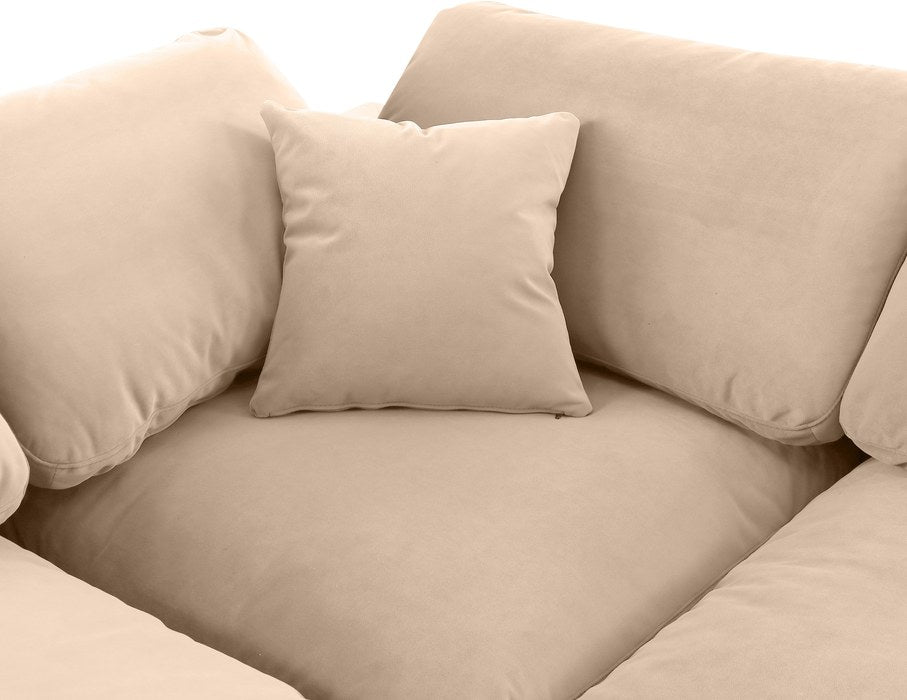 Meridian Furniture - Comfy 118" Beige Velvet Upholstered 5pc. Sectional - 189Beige-Sec5B - GreatFurnitureDeal