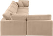 Meridian Furniture - Comfy 158" Beige Velvet Upholstered 5pc. Sectional - 189Beige-Sec5D - GreatFurnitureDeal