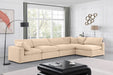 Meridian Furniture - Comfy 158" Beige Velvet Upholstered 5pc. Sectional - 189Beige-Sec5D - GreatFurnitureDeal