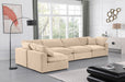 Meridian Furniture - Comfy 158" Beige Velvet Upholstered 5pc. Sectional - 189Beige-Sec5D - GreatFurnitureDeal