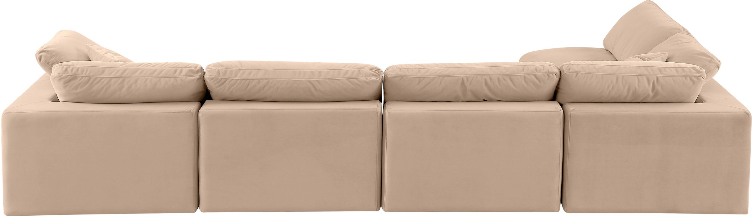 Meridian Furniture - Comfy 158" Beige Velvet Upholstered 5pc. Sectional - 189Beige-Sec5D - GreatFurnitureDeal