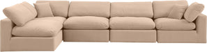 Meridian Furniture - Comfy 158" Beige Velvet Upholstered 5pc. Sectional - 189Beige-Sec5D - GreatFurnitureDeal