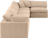 Meridian Furniture - Comfy 158" Beige Velvet Upholstered 5pc. Sectional - 189Beige-Sec5D - GreatFurnitureDeal